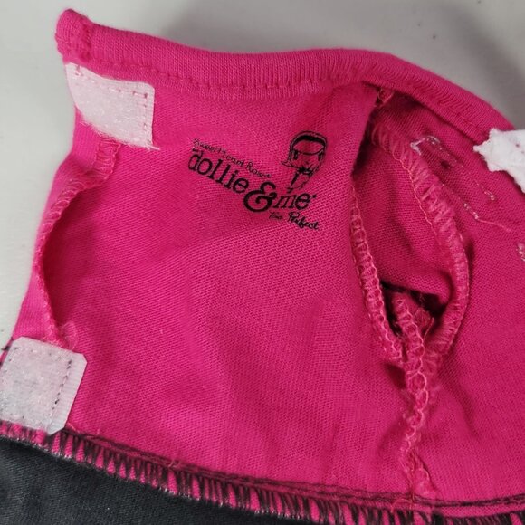 Dollie & Me Doll Dress Black Check Pink Top Bow Flower Rhinestone Set of Two - Picture 6 of 7